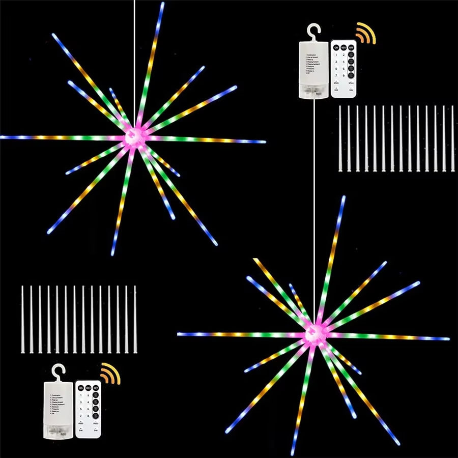 Battery Operated LED Firework Fairy String Lights Outdoor Meteor Shower Christmas Lights Garland for Garden Wedding Party Decor