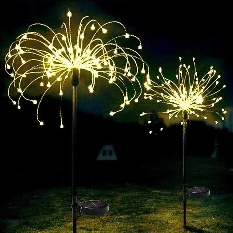 Solar LED Firework Lights Outdoor Grass Dandelion Fireworks Lamp Flash String Lights for Garden Lawn Landscape Christmas Lights