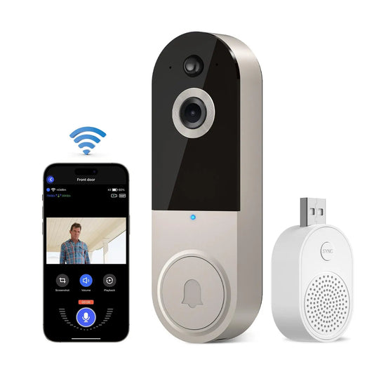 Smart Wireless Video Doorbell Camera, AI Human Detection Video Doorbell Camera, Two-Way Audio Video Doorbell Camera with Real-Time Alerts & Motion Detection, Security Cameras