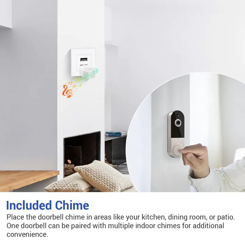 Smart Wireless Video Doorbell Camera, AI Human Detection Video Doorbell Camera, Two-Way Audio Video Doorbell Camera with Real-Time Alerts & Motion Detection, Security Cameras