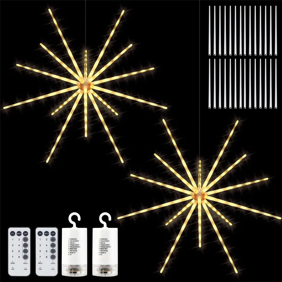 Battery Operated LED Firework Fairy String Lights Outdoor Meteor Shower Christmas Lights Garland for Garden Wedding Party Decor