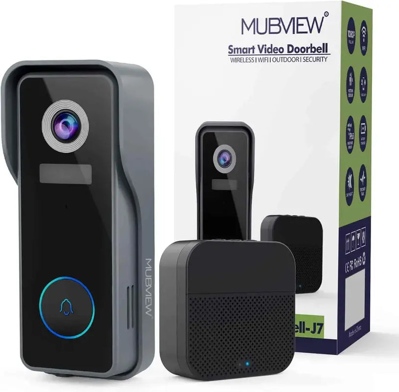 MUBVIEW J7 2K Smart Wireless HD Video Wifi Doorbell Camera with Chime