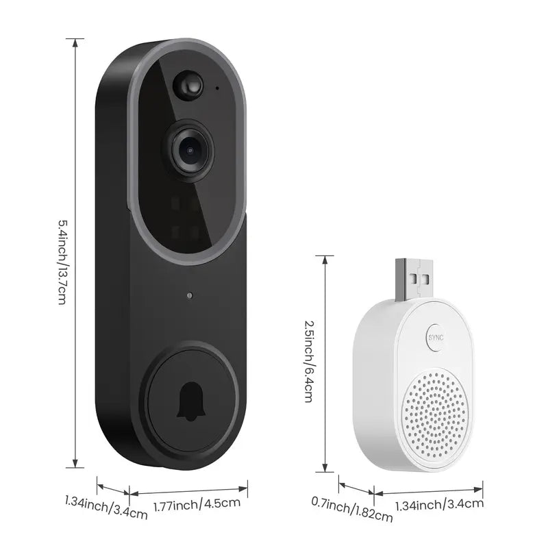 Waterproof Smart Video Doorbell Camera, Wireless Security Camera Doorbell with Human & Motion Detection, Battery Powered Wifi Door Camera for Home Security, Security Cameras, Ring Doorbell Camera