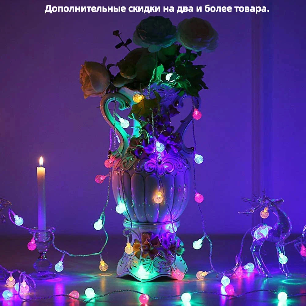 LED String Lights Fairy Bubble Ball Lamp Holiday Lighting Garland Battery USB Indoor for Christmas Wedding Decoration