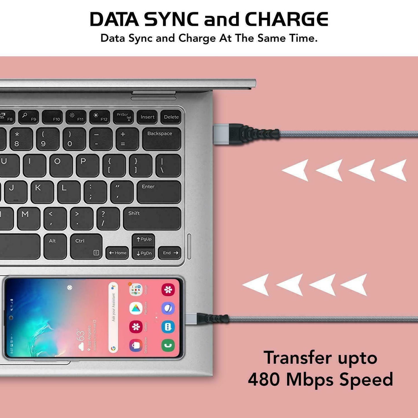 Heavyduty USB Type C Charging Cable Braided Fast Phone Charger Long Lead 2M 3M