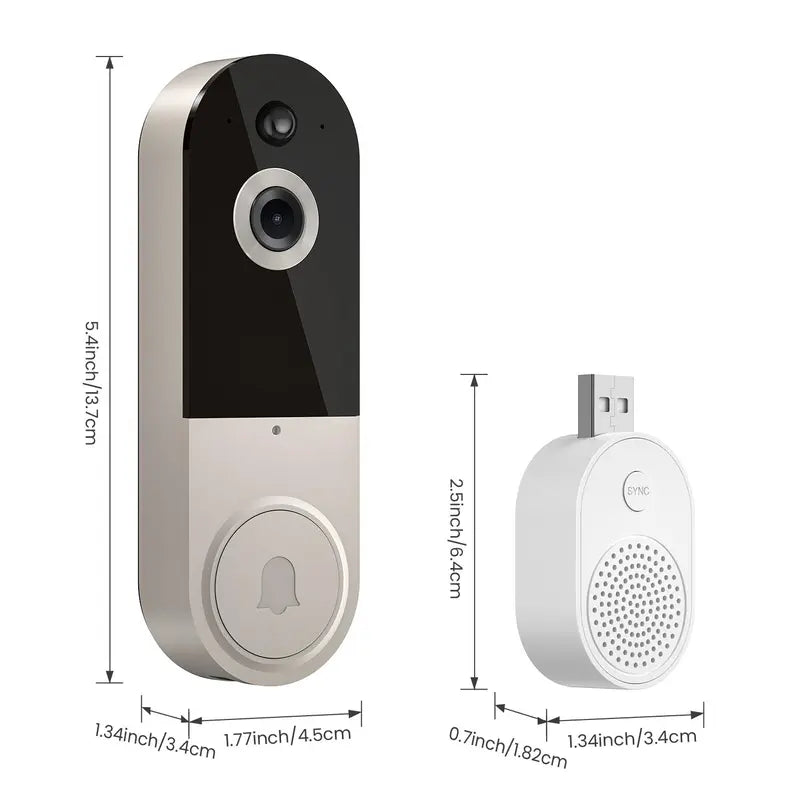 Smart Wireless Video Doorbell Camera, AI Human Detection Video Doorbell Camera, Two-Way Audio Video Doorbell Camera with Real-Time Alerts & Motion Detection, Security Cameras