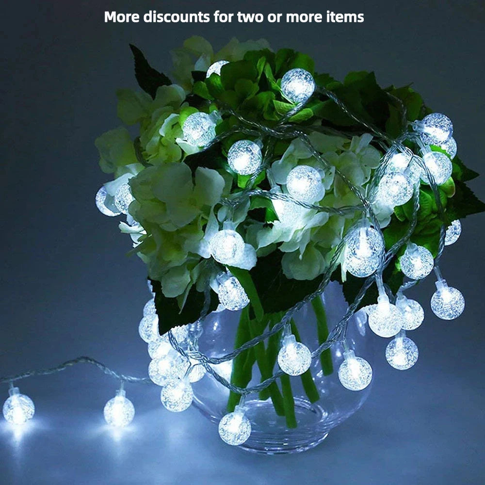 LED String Lights Fairy Bubble Ball Lamp Holiday Lighting Garland Battery USB Indoor for Christmas Wedding Decoration