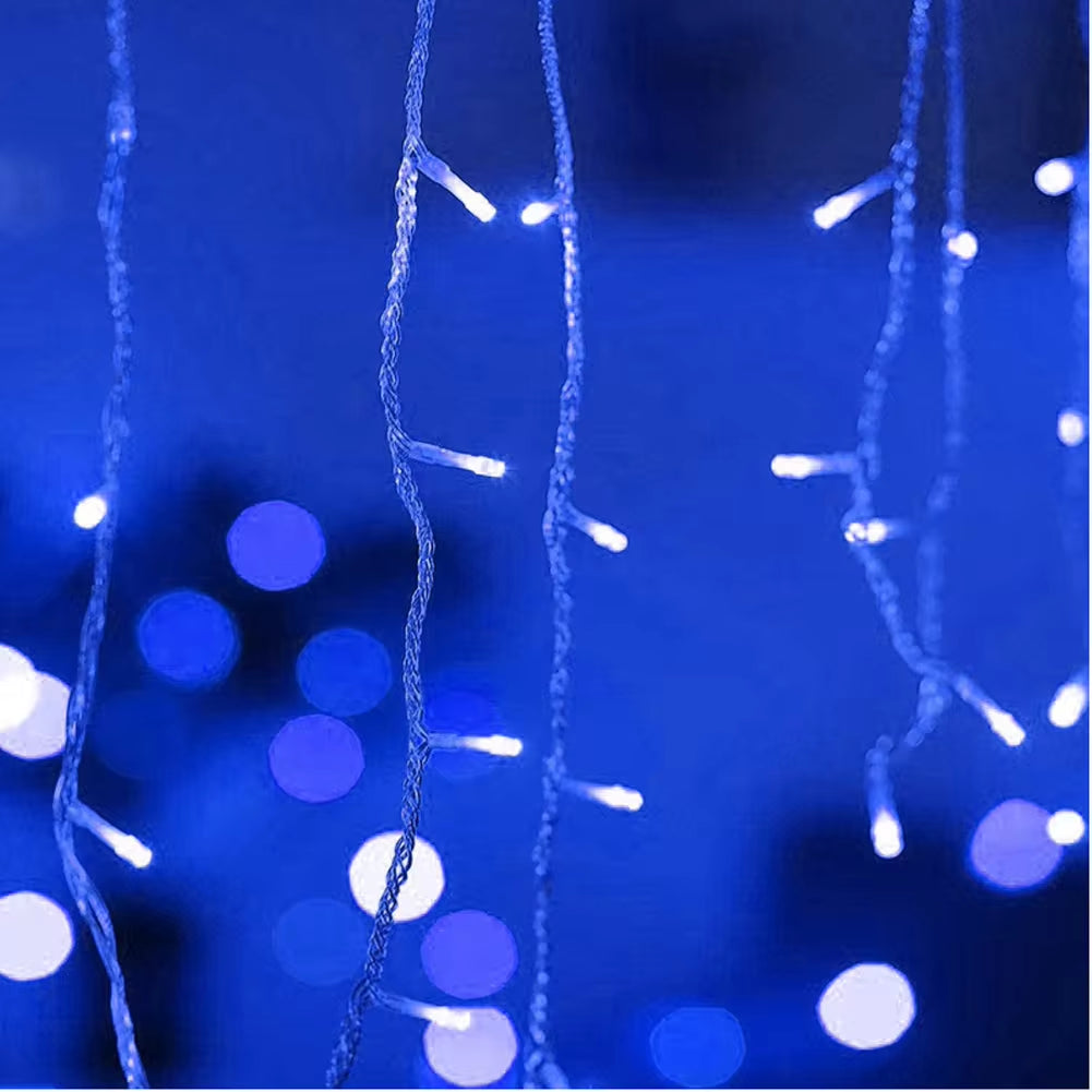 LED Icicle Lights Outdoor, Christmas Lights LED Curtain Icicle String Lights Plug in Xmas Tree Fairy String Lights with 8 Modes